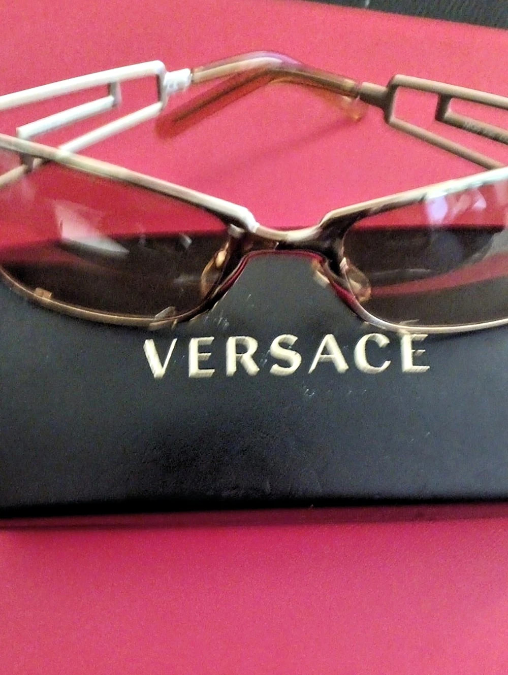 Versace Geometric Frame Sunglasses in Brown & Gold